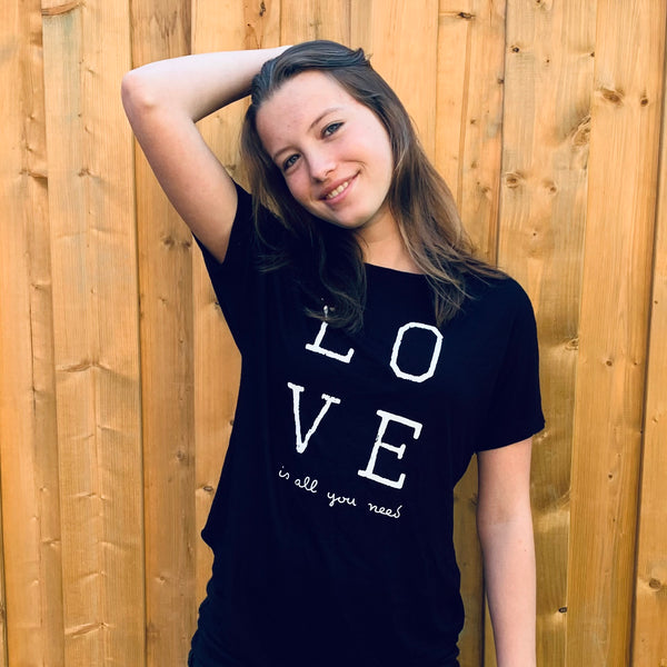 KARMA COLLECTIVE Black V-Back T-shirt LOVE