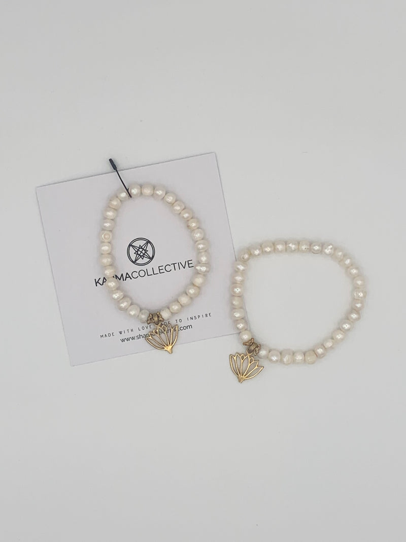 KARMA COLLECTIVE Beaded Bracelet - White Freshwater Pearl